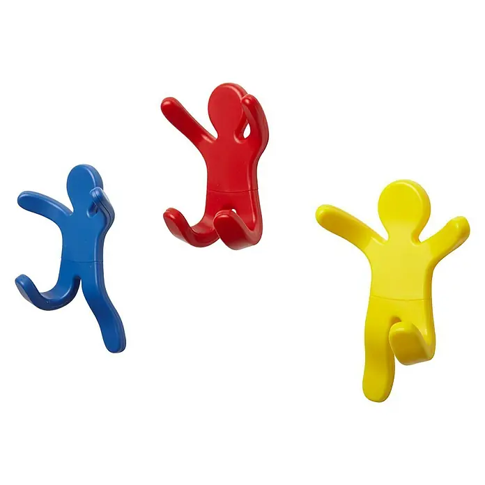 Umbra Kleiderhaken Amigo - Höhe: 16,8 cm, Mehrfarbig, Gesamtstückzahl: 3 Stk. - Bunte Wandhaken in Form von Figuren. Die Garderobenhaken sind blau, rot und gelb und bringen Farbe in jeden Raum.