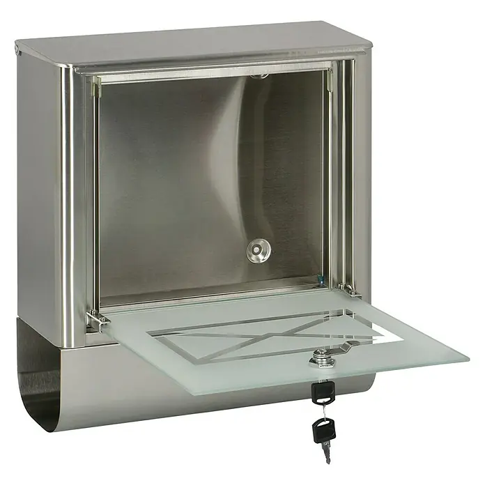 Portaferm Wandbriefkasten Atlanta - L x B x H: 13,8 x 35,5 x 40,2 cm, Silber, Edelstahl, Zeitungsfach - Edelstahl Briefkasten mit Schloss und Schlüssel. Der Briefkasten hat ein modernes und schlichtes Design, ideal für jedes Zuhause.