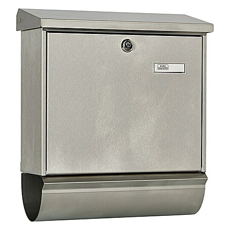 Burg-Wächter Wandbriefkasten Comfort 39130 (L x B x H: 38 x 14,8 x 44 cm, Edelstahl, Edelstahl, Zeitungsfach)