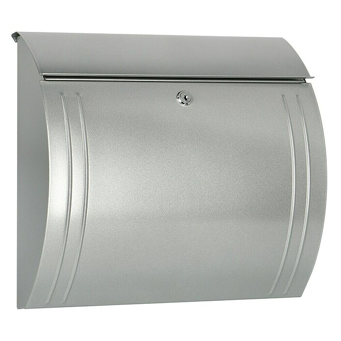 Burg-Wächter Briefkasten Modena 857 (Stahlblech, 360 x 127 x 335 mm, Silber, Format Einwurf: DIN C4, 325 x 33 mm)