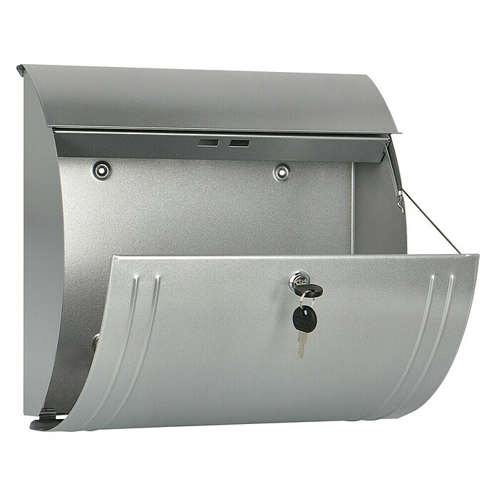 Burg-Wächter Briefkasten Modena 857 (Stahlblech, 360 x 127 x 335 mm, Silber, Format Einwurf: DIN C4, 325 x 33 mm)