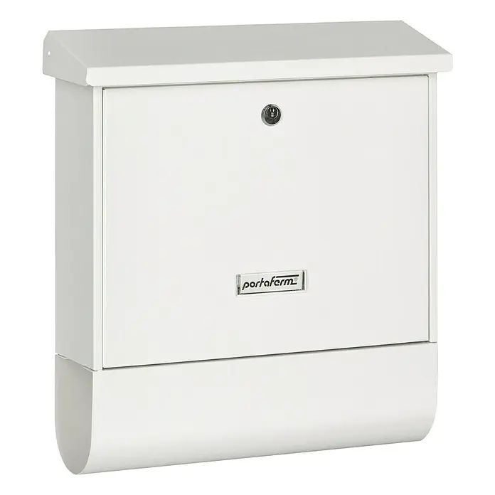 Portaferm Wandbriefkasten PF 77 - L x B x H: 11,5 x 38 x 42,5 cm, Weiß, Stahl, Zeitungsfach - Weißer Portataform Briefkasten mit Schloss, elegant und sicher, für den Außenbereich. Hochwertige Verarbeitung und modernes Design zeichnen diesen Briefkasten aus.