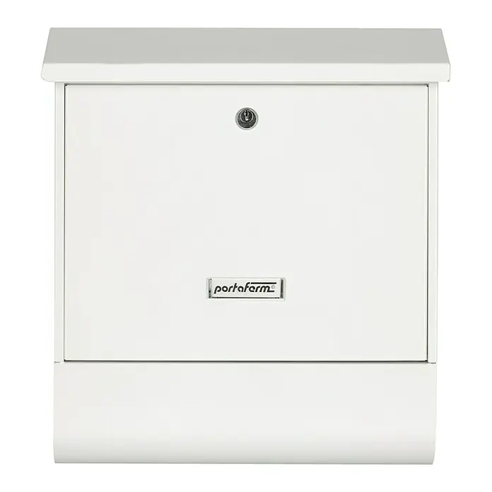 Portaferm Wandbriefkasten PF 77 - L x B x H: 11,5 x 38 x 42,5 cm, Weiß, Stahl, Zeitungsfach - Ein weißer Briefkasten von Portaferm. Der Briefkasten ist schlicht und modern gestaltet, ideal für den Eingangsbereich.