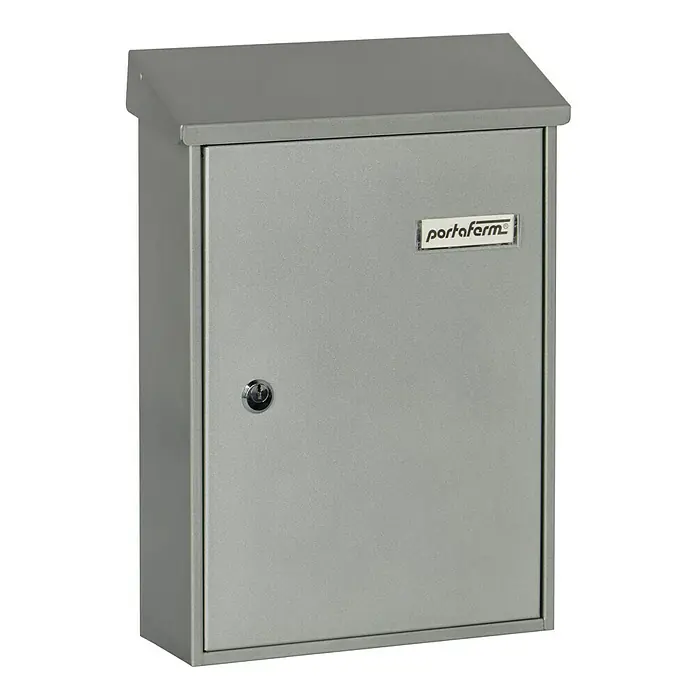 Portaferm Wandbriefkasten PF 33 - L x B x H: 9,2 x 27 x 37 cm, Silber, Stahl - Silberner Portalaferm-Briefkasten mit Schloss. Ideal für sicheren Empfang von Post und kleinen Paketen.