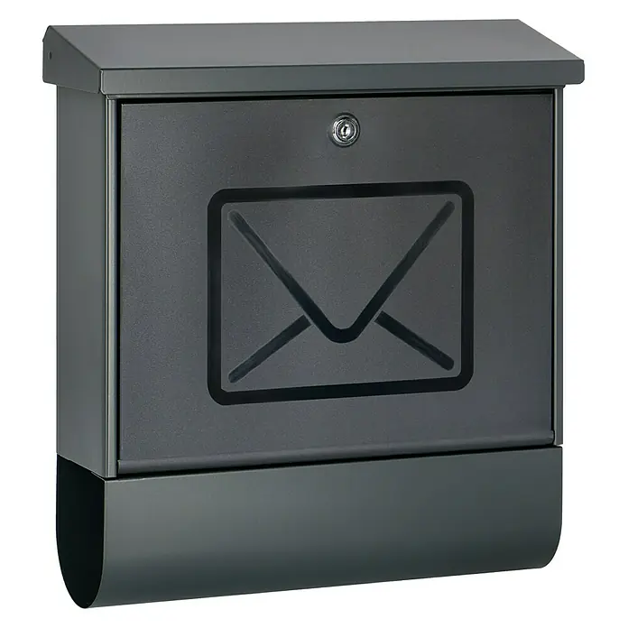 Burg-Wächter Wandbriefkasten Lucenta - L x B x H: 11,5 x 38 x 42,5 cm, Anthrazit, Stahl, Zeitungsfach - Dieser stilvolle, graue Briefkasten mit einem dezenten Briefsymbol bietet eine sichere Aufbewahrung für Ihre Post.