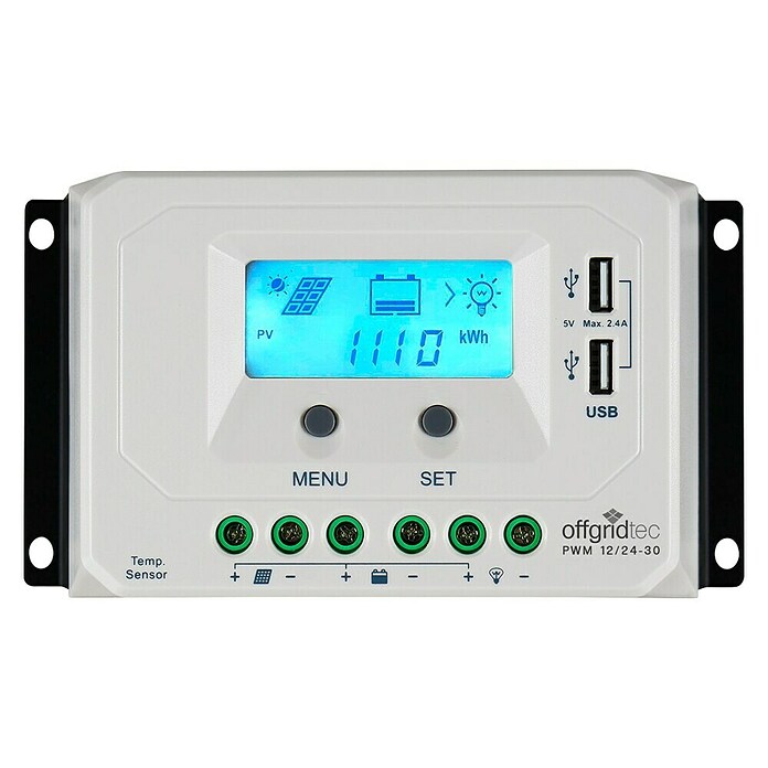 Offgridtec Solarladeregler PWM 12/24-30 (12 V - 24 V, Max. Laststrom: 30 A) | BAUHAUS