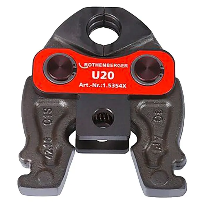 Rothenberger Mordaza de prensado Compact U20 - Diámetro: 20 mm, Apto para: Tubos - Esta imagen muestra una mordaza de prensar Rothenberger U20, una herramienta para prensar tuberías. Herramienta precisa y fiable para el profesional.