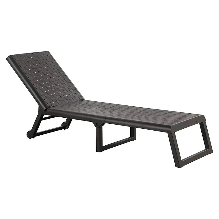 Tumbona de jardín Dream - An x Pr x Al: 58 x 199 x 42 cm, Marrón, Plástico, Barra antivuelco - Una tumbona oscura con respaldo ajustable, ideal para relajarse al aire libre.