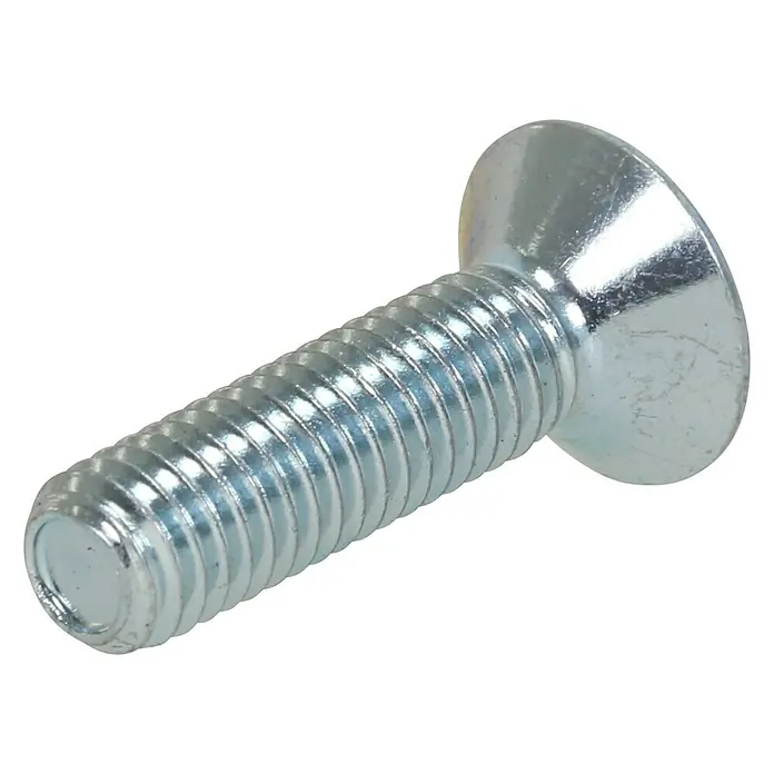 Profi Depot Innensechskant-Schraube - M 6, Länge: 10 mm, 100 Stk., Verzinkt - Nahaufnahme einer Senkkopfschraube mit glänzender Oberfläche, ideal für bündige Verbindungen in verschiedenen Anwendungen.