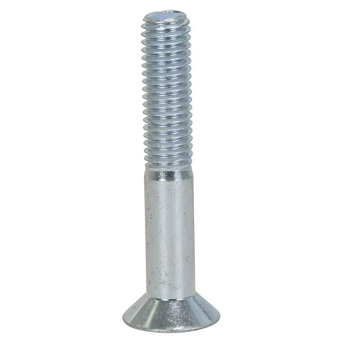 Profi Depot Innensechskant-Schraube - M 10, Länge: 80 mm, 25 Stk., Verzinkt - Nahaufnahme einer versenkten Schraube aus Metall, die sich ideal für bündige Oberflächen eignet und zuverlässigen Halt bietet.
