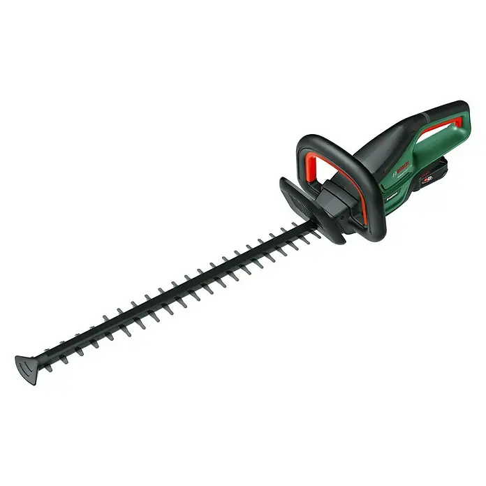 Bosch Power for All 18V Akku-Heckenschere UniversalHedgeCut 18V-55 - 18 V, Li-Ionen, 1 Akku, Schnittlänge: 50 cm - Akku-Heckenschere von Bosch, ein Gartengerät zum Beschneiden von Hecken mit scharfen Klingen für präzise Schnitte.