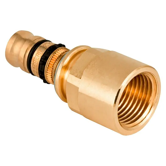 Geberit Mepla Press-Übergangsnippel 602.556.00.5 - Durchmesser: 20 mm, Innengewinde: ¾″ - Messing-Fitting mit Gewinde, ideal für Sanitär- und Heizungsinstallationen. Robuste und zuverlässige Verbindungstechnik für professionelle Anwendungen.