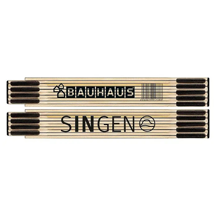 BAUHAUS Zollstock - SINGEN - Zollstock mit Bauhaus- und Singen-Aufdruck, ein praktisches Werkzeug mit stilvollem Design.