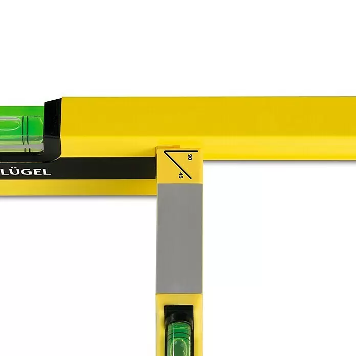 Flüwa Wasserwaage - Länge: 60 cm, Gelb/Schwarz, 16-cm-Lineal - Detailaufnahme