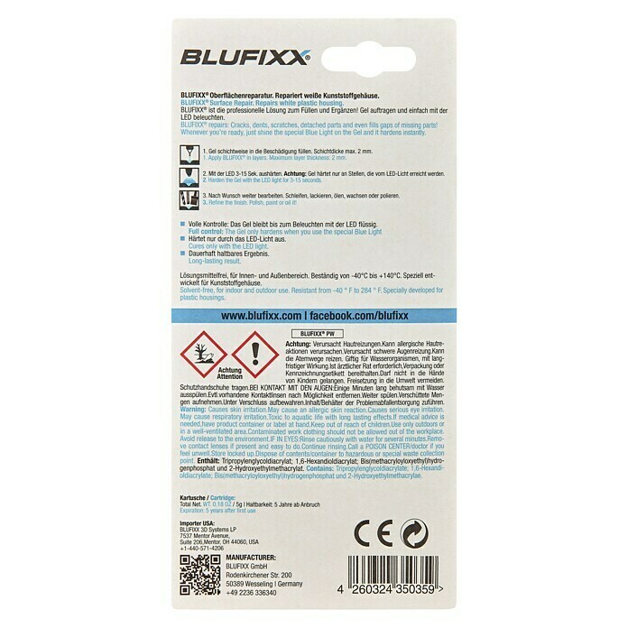 Ersatzkartusche Blufixx PW (Weiß, 5 g, Holz/Kunststoff)