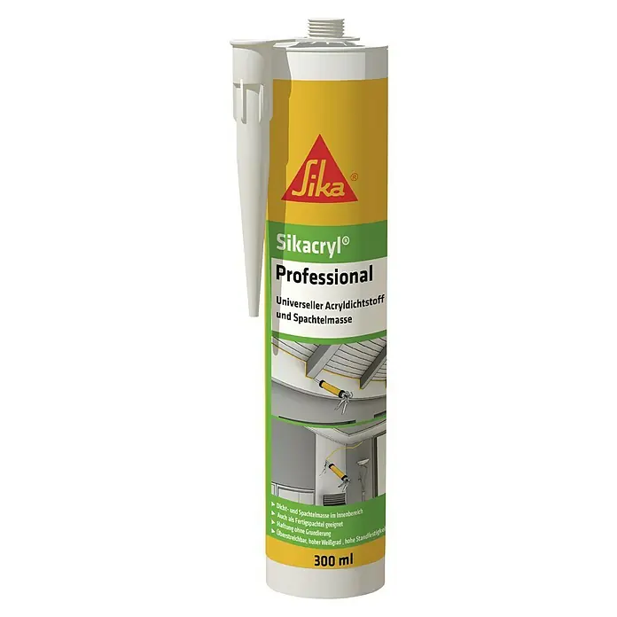 Sika Acryl ProfessionalWeiß, 300 ml - Sikacryl Professional Acryldichtstoff Kartusche. Universell einsetzbare Dicht- und Spachtelmasse für den Innenbereich mit 300ml Inhalt.