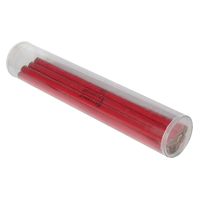 BAUHAUS Lápiz de carpintero - 15 ud., 250 mm - Lápices Bauhaus rojos en un tubo de plástico transparente, ideales para dibujos arquitectónicos y bocetos.