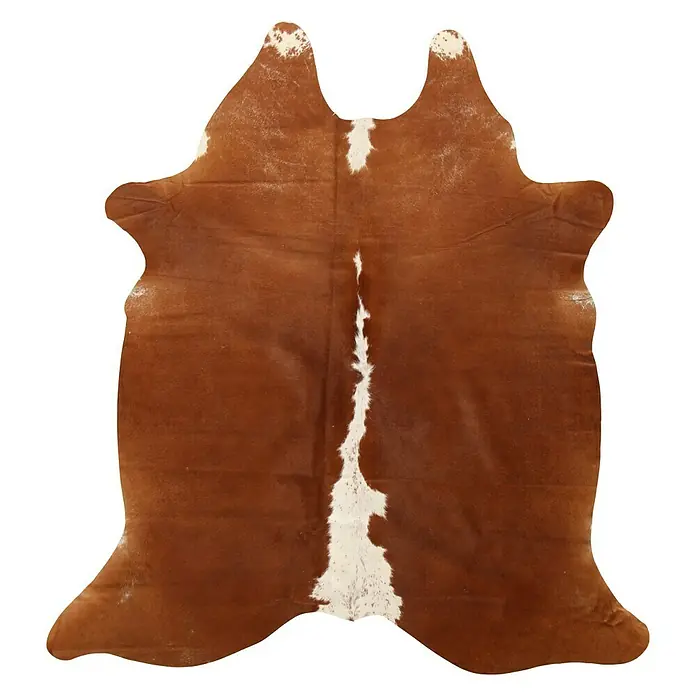 Lederteppich Rind - Farblich sortiert, 170 x 180 cm, 100 % Echtfell - Braun-weißes Kuhfell mit einzigartiger Zeichnung, ideal als Teppich oder dekoratives Element. Ein echter Hingucker für jeden Raum!