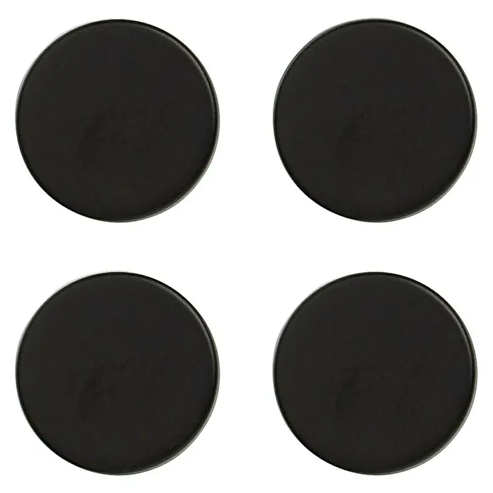 Zeller Present Magnet-Set Extrastark - Schwarz, Gesamtstückzahl: 4 - Vier schwarze Kerzenuntersetzer mit silberfarbenem Rand, ideal, um Oberflächen vor Wachstropfen zu schützen und eine elegante Atmosphäre zu schaffen.