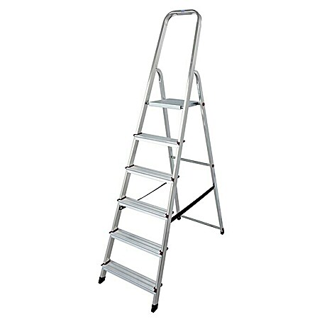 Krause Corda Stufenstehleiter (Arbeitshöhe: 3,2 m, Anzahl Tritte: 6 Stufen, Tiefe Stufen: 80 mm, Aluminium)