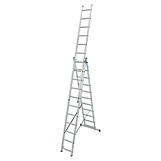 Krause Corda Escalera multiusos (Altura de trabajo: 7,3 m, 3 x 11 peldaños, Aluminio)