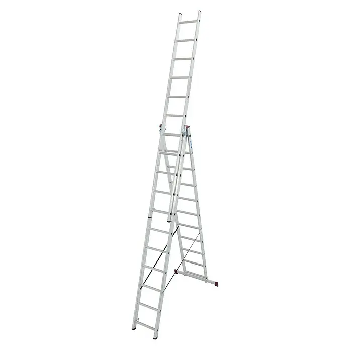 Krause Corda Escalera multiusos - Altura de trabajo: 7,3 m, Número de peldaños: 33 ud., Carga soportada: 150 kg, Aluminio - Una escalera multifuncional versátil que se puede utilizar como escalera de extensión y como escalera de mano. Perfecto para el hogar y el jardín.