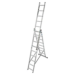 Krause Corda Escalera multiusos (Altura de trabajo: 6,2 m, 3 x 9 peldaños, Aluminio)