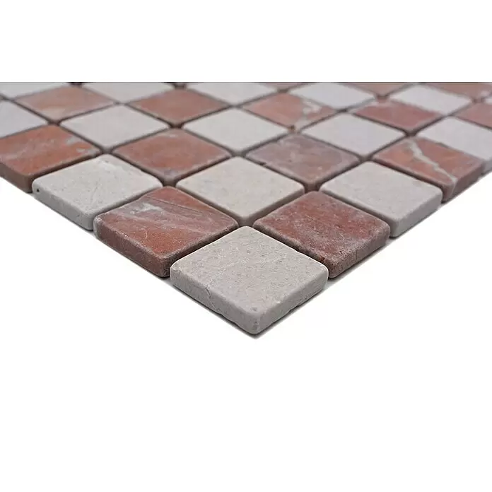 Mosaikfliese Quadrat MOS 32/1513R - 30,5 x 30,5 cm, Beige/Rot, Matt - Detailaufnahme
