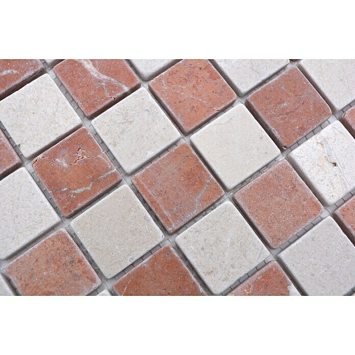 Mosaikfliese Quadrat MOS 32/1513R30,5 x 30,5 cm, Beige/Rot, Matt Detail Shot