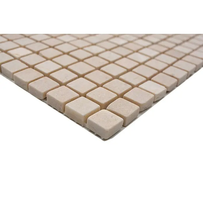 Mosaikfliese Quadrat Uni MOS 15/13R - 30,5 x 32,2 cm, Beige, Matt - Nahaufnahme von beigen quadratischen Mosaikfliesen, die ein elegantes und modernes Design für Innenräume bieten.