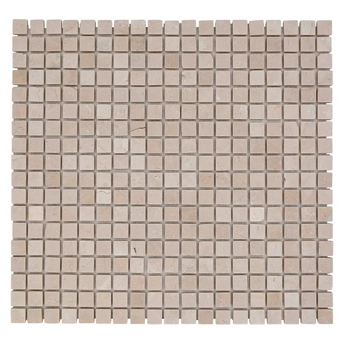 Mosaikfliese Quadrat Uni MOS 15/13R - 30,5 x 32,2 cm, Beige, Matt - Nahaufnahme eines Mosaikfliesenmusters in Beige, ideal für die Gestaltung von Badezimmern oder Küchen.