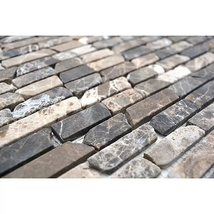 Mosaikfliese MOS BRICK 476 - 32,2 x 30,5 cm, Braun, Matt - Detailaufnahme