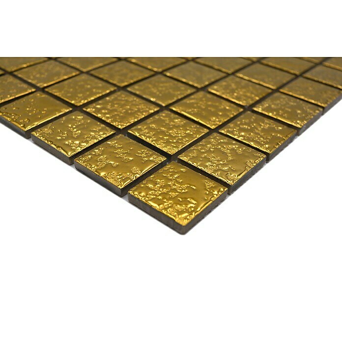 Mosaikfliese Quadrat Uni GO 282 (33 x 30,2 cm, Gold, Glänzend)