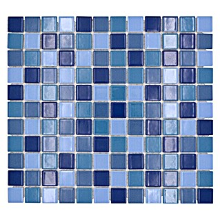 Mosaikfliese Quadrat Mix JT 250 (32,6 x 30 cm, Blau/Hellblau, Glänzend)