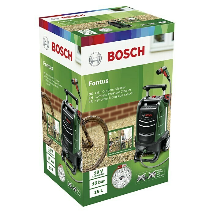 Bosch 18 V Power for All Akku-Hochdruckreiniger Fontus18 V, Ohne Akku, Max. Druck: 20 bar Diagonal View