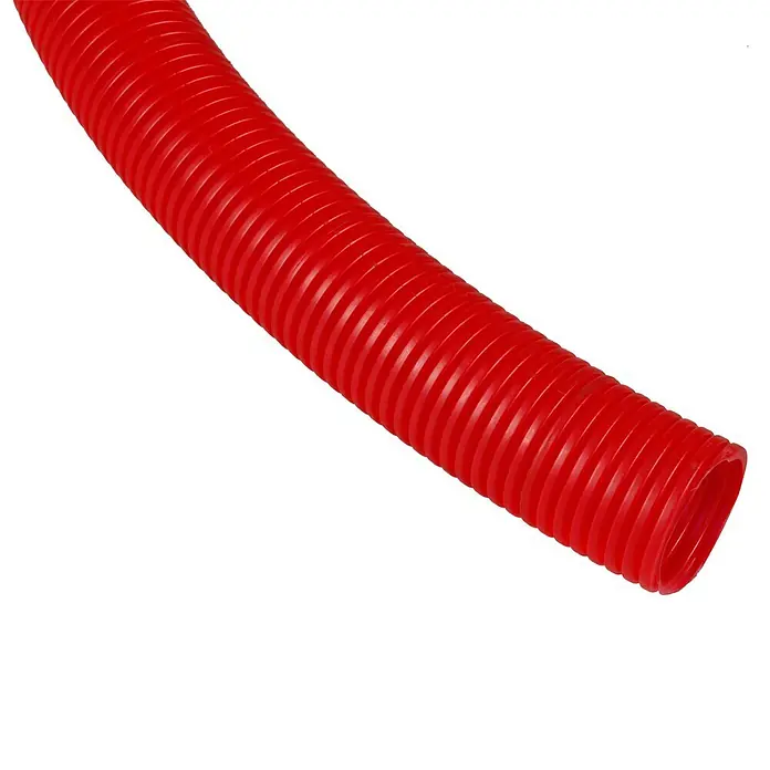 Protector para tubería de cobre - Ø x L: 12 mm x 50 m, Rojo - Conducto corrugado flexible rojo para la gestión de cables. Ideal para un enrutamiento de cables organizado y protección contra daños.