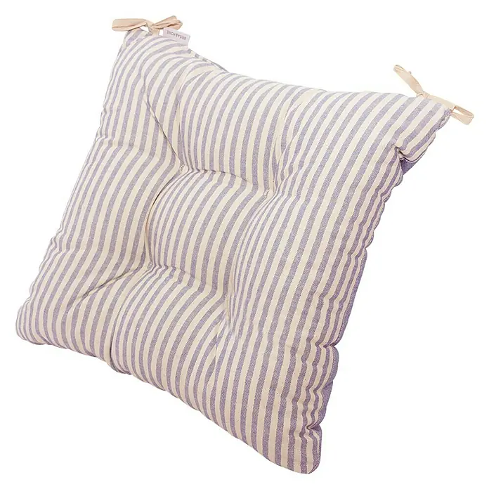 Cojín para silla Versalles Rayas - Textil, Malva - Cojín de asiento cuadrado a rayas con lazos. Un accesorio cómodo y elegante para cualquier silla.