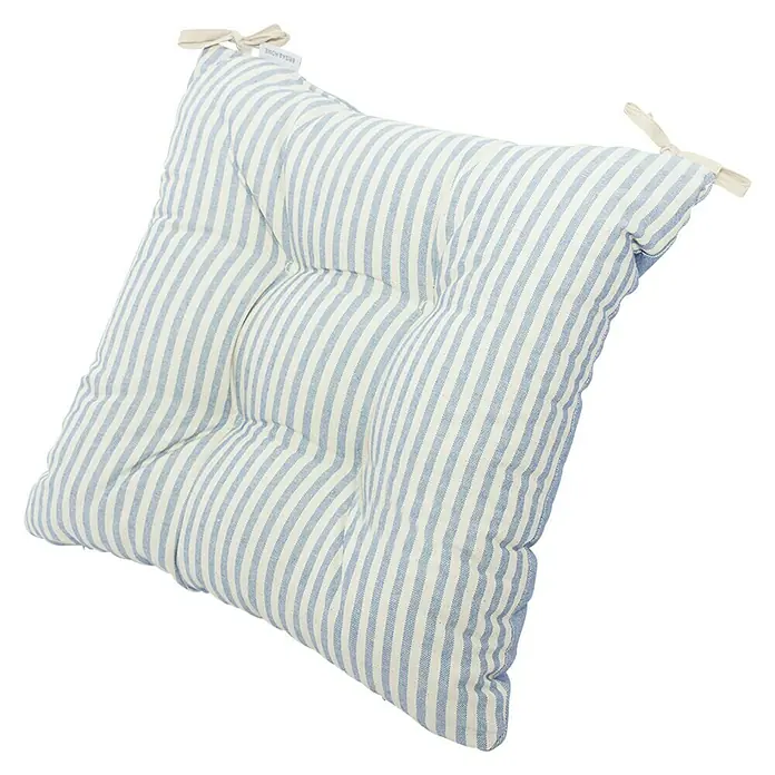 Cojín para silla Versalles Rayas - Textil, Azul - Cojín de asiento a rayas con lazos para una sujeción segura, para sentarse cómodamente en el comedor o el jardín. El cojín suave ofrece comodidad y estilo.