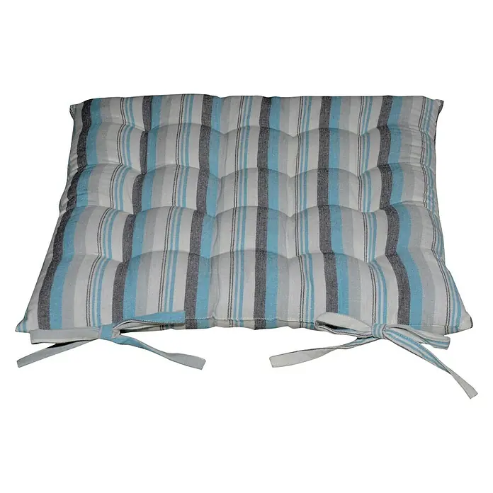 Cojín para silla Summer - Azul - Cojín de asiento a rayas con lazos, ideal para sillas y bancos, ofreciendo comodidad y estilo a cualquier espacio.
