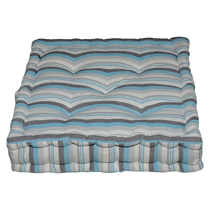 Cojín de suelo Summer - 45 x 45 x 10 cm, Textil, Azul - Cojín de suelo acolchado con rayas azul-gris, perfecto para momentos acogedores. El cojín ofrece comodidad y estilo para cualquier hogar.