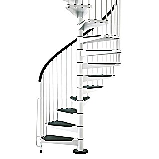 Fontanot Escalera de caracol Civik (Diámetro: 160 cm, Blanco, Color peldaños: Negro, Altura de planta: 273 cm - 305 cm)