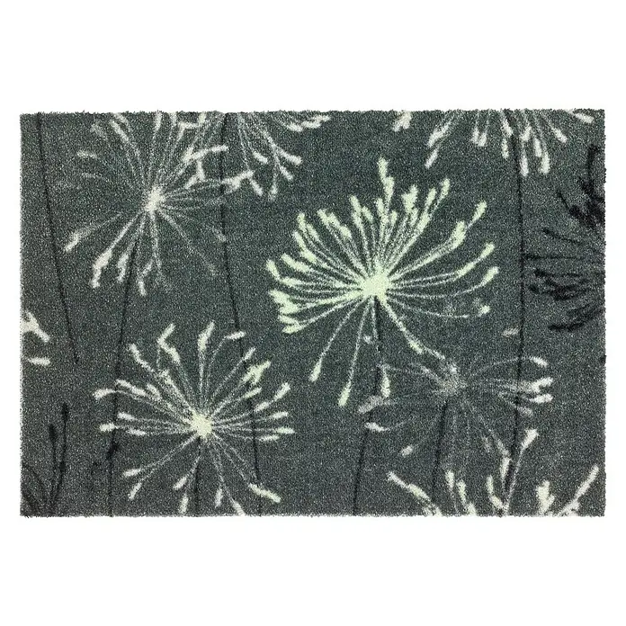 SCHÖNER WOHNEN-Kollektion Fußmatte Pusteblume - Grau/Mint, 100 x 67 cm - Graue Fußmatte mit Pusteblumen-Muster für einen stilvollen und sauberen Eingangsbereich. Robust und dekorativ.