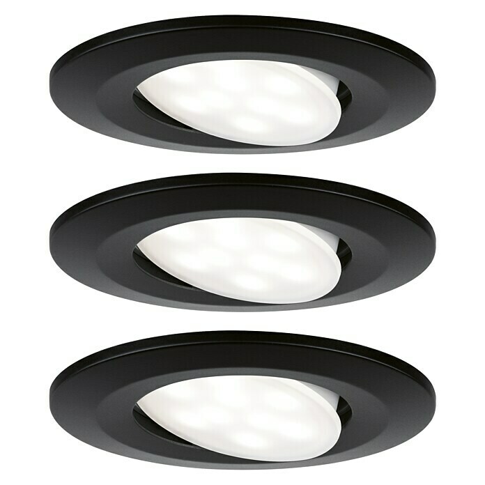 Paulmann LED-Einbauleuchten-Set Vali16,5 W, Schwarz, 3 Stk., Warmweiß, IP65 Front View