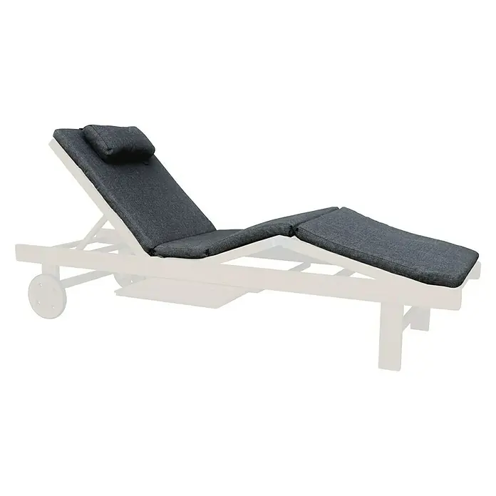 Sunfun Liegenauflage - Anthrazit, L x B x H: 194 x 58,5 x 5 cm, Polyester, Liegenauflage - Eine weiße Liege mit grauer Polsterung und Rollen. Ideal zum Entspannen im Garten oder am Pool.