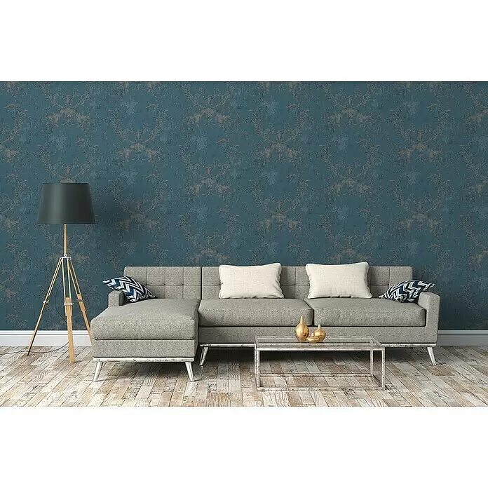 A.S. Création History of Arts Vliestapete Barockornament - Blau, Ornament, 10,05 x 0,53 m - Stimmungsaufnahme