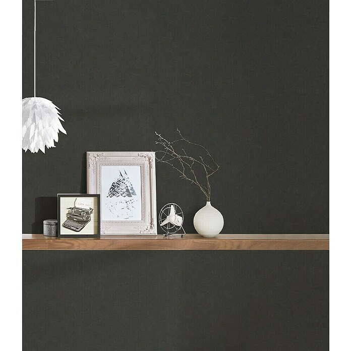 A.S. Création New Life Vliestapete mit leichter Schattierung (Schwarz, Uni, 10,05 x 0,53 m) | BAUHAUS