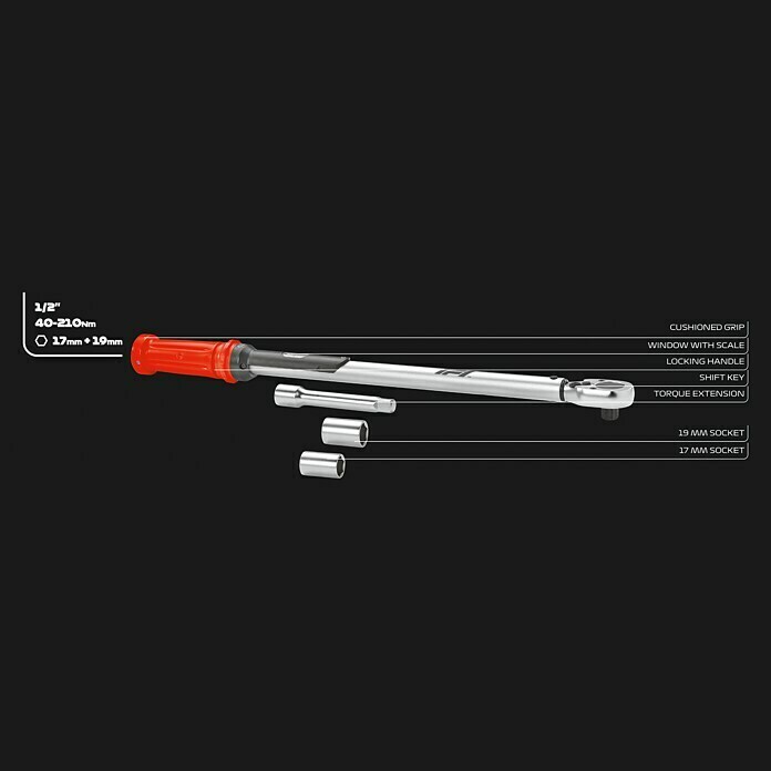 Formula 1® DrehmomentschlüsselAntriebsgröße: ½″ Vierkant, Einstellungsbereich: 42 Nm - 210 Nm Unknown