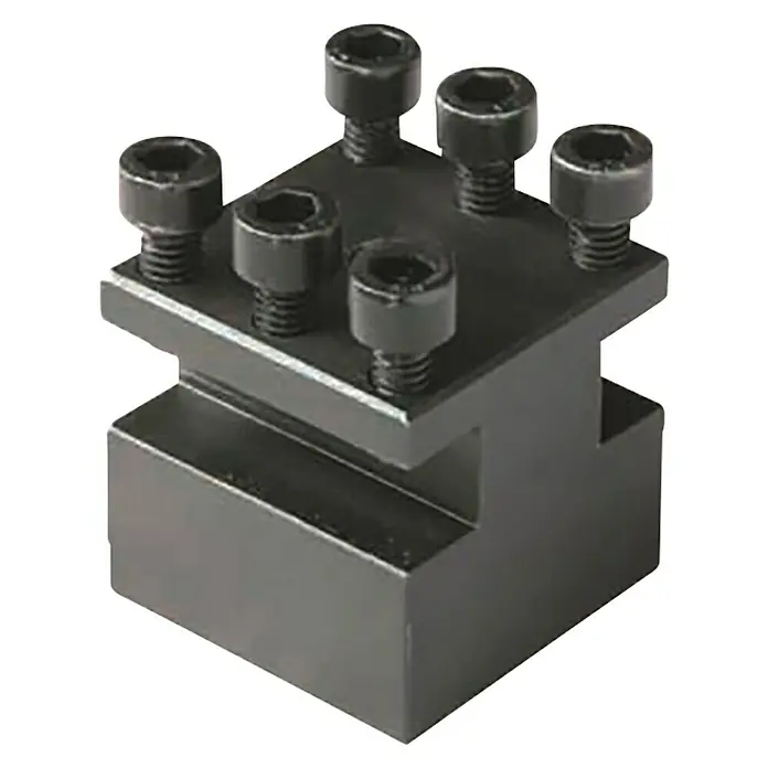Rotwerk Drehstahlhalter - Passend für: Rotwerk Drehmaschine EDM Mini C0 - Ein Werkzeughalter mit sechs Schrauben, ideal für präzise Drehbearbeitungen. Das robuste Design sorgt für Stabilität und Genauigkeit.