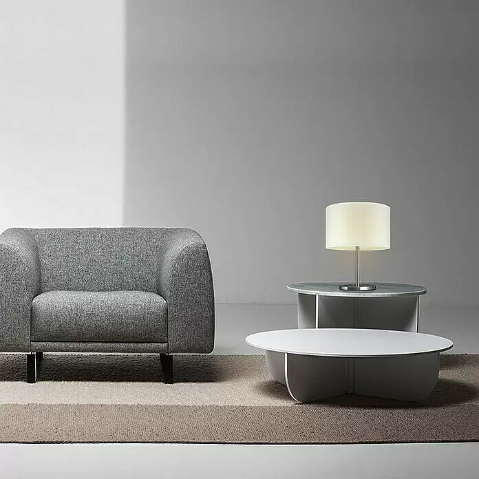 Home Sweet Home Lampenschirm Canvas - 35 cm, Schneeweiß, Baumwolle, Rund - Stimmungsaufnahme