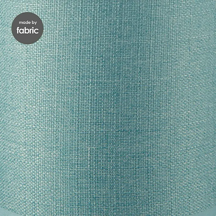 Home Sweet Home Lampenschirm Canvas - 35 cm, Petrol, Baumwolle, Rund - Nahaufnahme eines Lampenschirms aus blauem Stoff mit einer feinen, gewebten Textur, die das Material und die Verarbeitung hervorhebt.